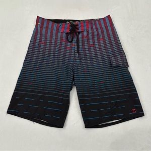 Split USA Surf Skate Swim Black Blue Red Checkered Beach Board Shorts Men’s 32
